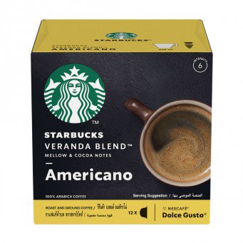 STARBUCKS AMERICANO VERANDA BLEND BLONDE ROAST- 1 Packs (12 Capsules, 12 Cups)
